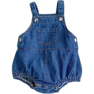 HOOLCHEAN Baby Boy or Girl Denim Bodysuit with Straps Infant Cotton Jeans Romper