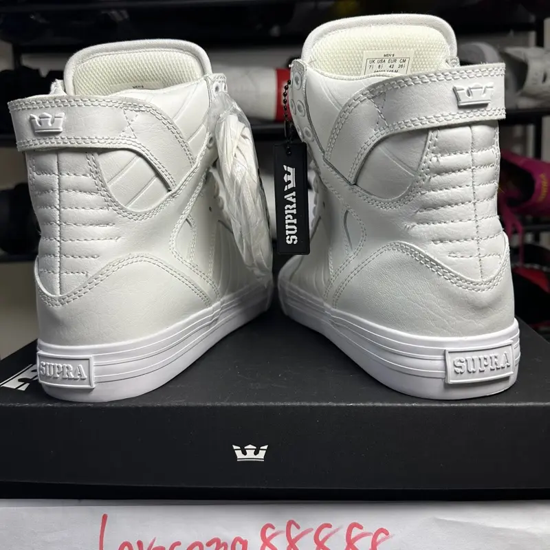 Supra Skytop HF Red White Ruched Leather High Top Sneakers Unisex