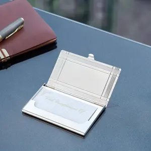 Personalizable Sleek Silver Executive Marvin Business Card Case - Buy in Bulk or Wholesale for Professionals