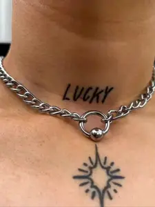 Unisex Punk Rock Geometric Short Necklace, Cool Gothic Clavicle Chain, Collarbone Chain, Cuban Link Chain, Casual Fashion Jewelry for Men & Women, Daily Wear Accessory