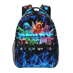 ROBLOX all-over print lightweight backpack with large capacity—ideal for travel, school, and office; cartoon casual merch laptop daypack; gift for men, women, and teens
