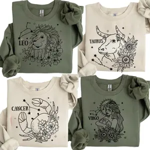 Vintage Astrology Zodiac Crewneck Sweatshirt, unisex cozy crewneck with all 12 zodiac signs. Perfect birthday gift for astrology lovers, Aries,Libra, Scorpio, Sagittarius, Capricorn, Aquarius, Pisces Great gift for her, gift for him CZ2