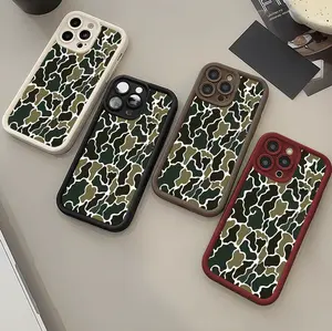 Blue Camo Pattern Pattern Printed Case for iPhone 17 16 Pro Max 15 Pro 14 13 12 Mini 11 XR XS Plus E Soft TPU Shockproof Protection Rugged Durable Back Silicone Cover Best Festival Gift