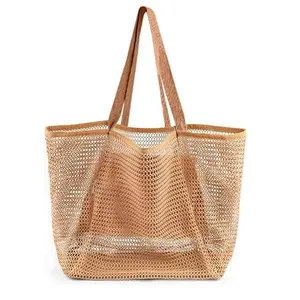 Summer Must-Have Mesh Beach Tote Bag! Large Woven Shoulder Bag, Sandproof & Lightweight, Perfect for Beach Days & Trips