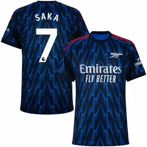 Arsenal Team Saka #7 2025/26 Away Jersey Kit - Blue Premium Soccer Shirt Modern Football Design for Fans, Arsenal Away Short Sleeve Soccer Jersey