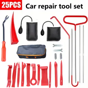 25pcs portable Professional Automotive Tool Set - Car Repair Tool Kit with Carrying Bag for Cars & Trucks - Emergency Door Dent Repair Tool,Long Reach Grabber Tool Set