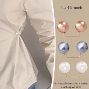 8PCS pearl non-slip safety pins Dress brooch decoration dress waist fastening pins collar adjustment scarf safety fashion