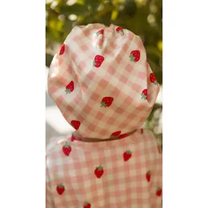 Adult Satin Bonnet in Strawberry Gingham