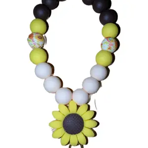 Keychain Large Size Bird & Beads with Colorful Beads and Sunflower & 4th of July Design Accessory phone charm