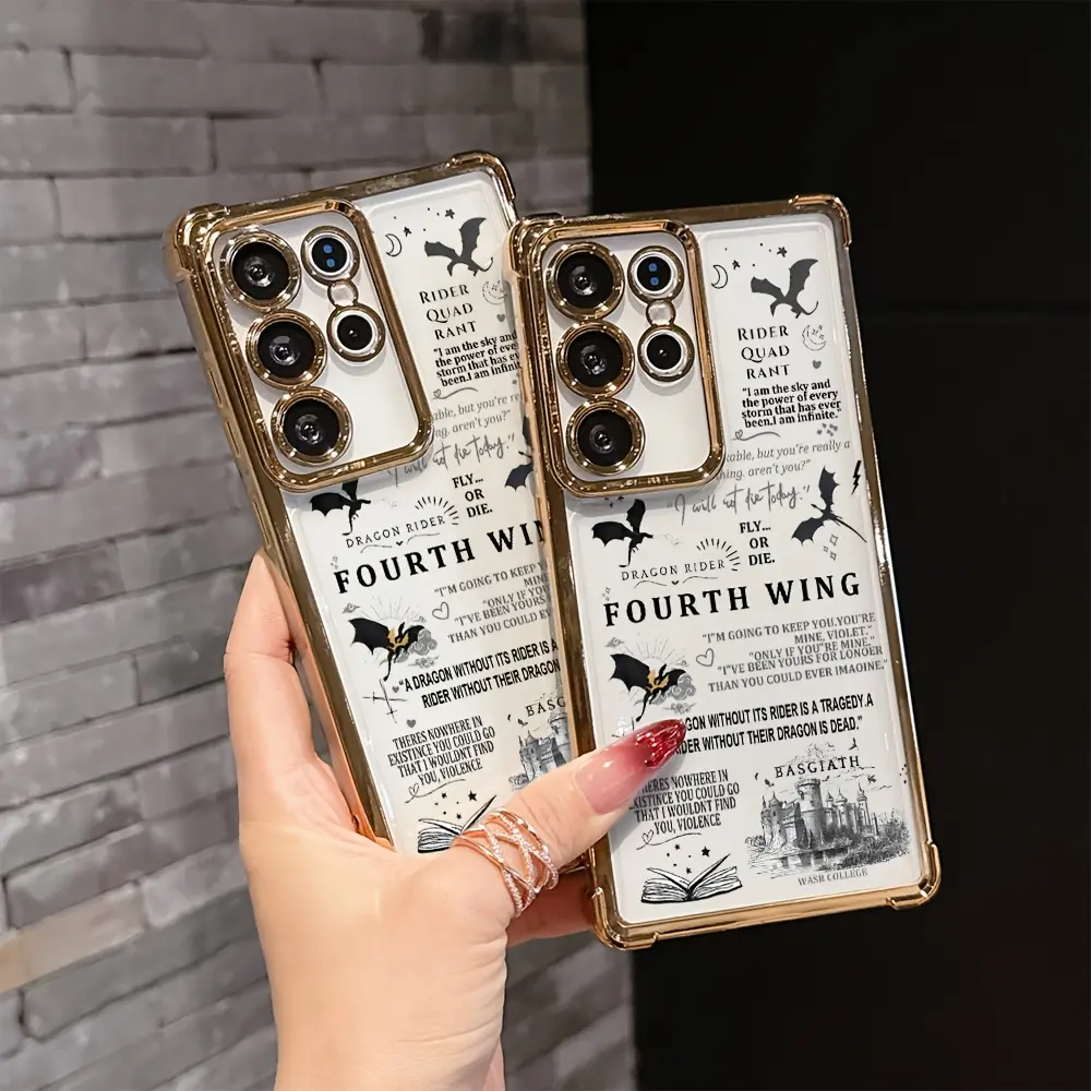 Fashionable New Fourth Wings Phone Case Compatible with for samsung for galaxy S25 S24 S23 S22 S21 FE Ultra Plus 4G 147G, Shockproof Transparent Soft Back Cover, Accessories, Smartphone, Cellphone, Devices