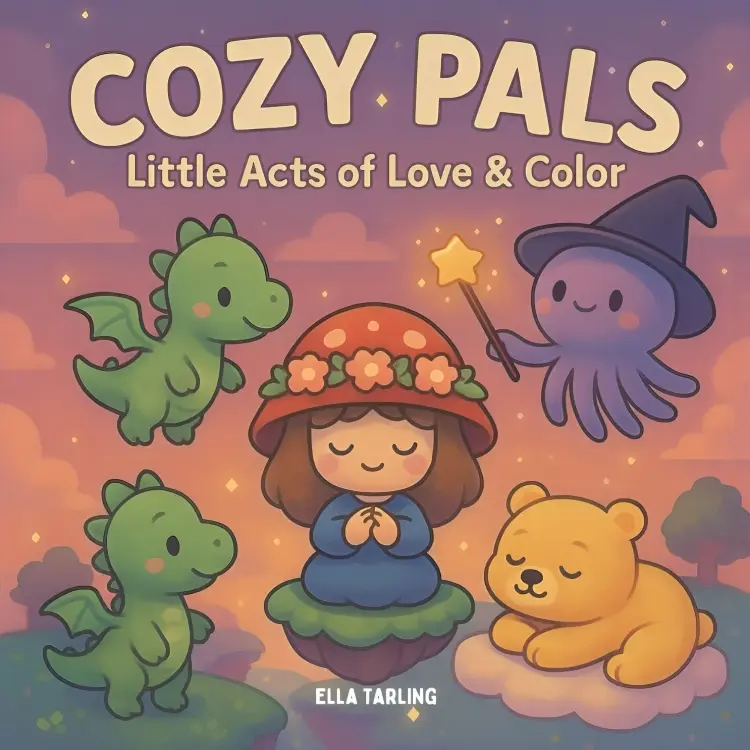 Cozy Pals Coloring Book – 40 Bold & Easy Designs for Kids & Adults: Adorable Dragons, Cozy Animals & Simple Hygge-Inspired Scenes for Relaxation