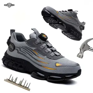 SAFETREK Men's Breathable Steel Toe Work Shoes – Durable, Slip-Resistant EVA Sole, Lightweight Mesh, Casual Style, All-Season Comfort Safety Sneakers Boy Footwear Closed Worker