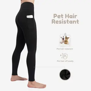 Pet Hair Resistant Solid High Waist Tummy Control Sidepocket Training Ultrasculpt Gym Yoga Leggings Dog Cat #Summer Seamless Silky Soft Anti-See-Through High Compression Shaping #Outdoorfun Fathersdaygift