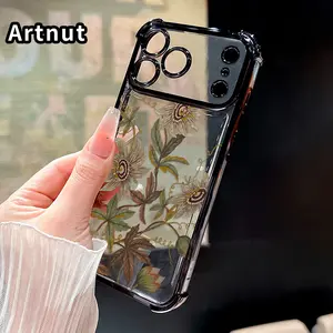 Floral Elegance Whisper Pattern Phone Case Suitable for iPhone 17 Pro Max 16 15 Plus Air 14 13 12 11 E Four Corner Air Cushion Anti Drop Transparent Full Coverage Cover