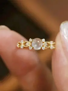 1 PC Classical Cubic Zirconia & Faux Moonstone Ring For Women For Wedding Engagement Party Jewelry Valentine's Day Gift