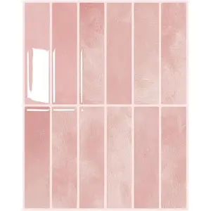 3D Peel and Stick Backsplash Wall Tiles, Self-Adhesive Oil Proof Waterproof Removable Wall Panels, Modern Design Easy Install for Kitchen Bathroom, Pink 14 Pack 12x9 Inch