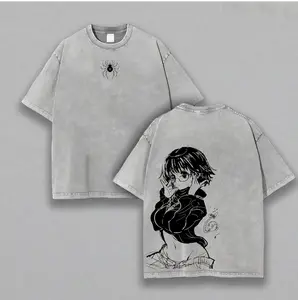 Shizuku Hunter X Hunter Anime Double Printed Vintage Washed Tee Unisex Anime Manga Washed Heavyweight Cotton T-shirt, Gift For Anime Fan, Anime Lover Summer Streetwear