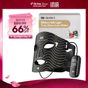 INIA GLOW 2 Red Light Therapy Mask , 4 Light Modes with 850nm NIR, 2600mAh Rechargeable LED Face Mask for Skincare at Home and Travel, Mother's Day Special Gift