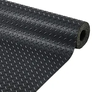 GAOMON 7.8 x 22 ft Garage Floor Mat, 2.8 mm Thickened Flooring Roll Diamond Plate PVC Rubber Trailer Mat, Non-Slip Floor Protector Mat for Garage, Warehouse, Gyms, Trailer, SUV