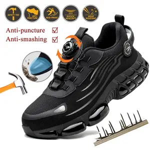 Men Work Safety Shoes Steel Toe Rotating Buckle Indestructible Non-slip Sneakers