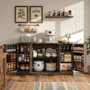 Buffet Cabinet with Storage,Farmhouse Sideboard Buffet Cabinet with Doors,Kitchen Buffet Storage Cabinet with Adjustable Shelves,Coffee Bar Station Table for Kitchen,Dining Room,Living Room
