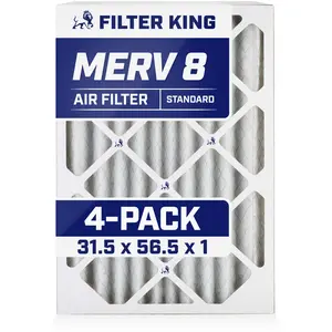 Filter King 31.5x56.5x1 Air Filter | 4-PACK | MERV 8 HVAC Pleated A/C Furnace Filters | MADE IN USA | Actual Size: 31.5 x 56.5 x .75"