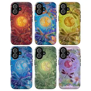 Whimsigoth Aesthetic Dragonfly Phone Case for IP 17 16 15 14 13 12 11 Pro Max XR Xs 6 7 8 Plus SE, Vintage Boho Patchwork Floral Case, Lotus Fairycore, Fairycore Nature - Aesthetic Purple Flower Phone Cover Collection, Girly Floral Tough Case, Waterproof