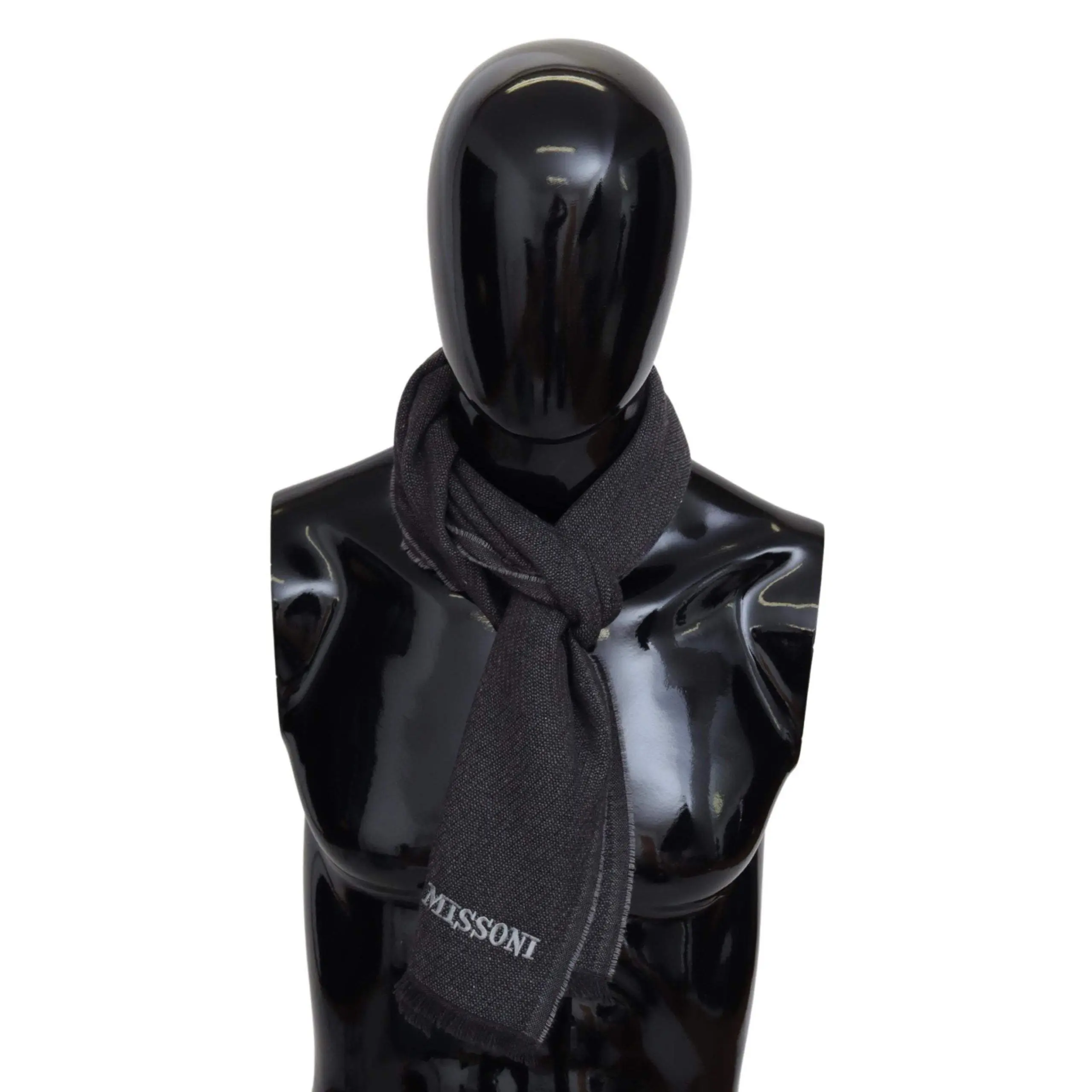Missoni Black Wool Knit Unisex Neck Wrap Shawl Scarf