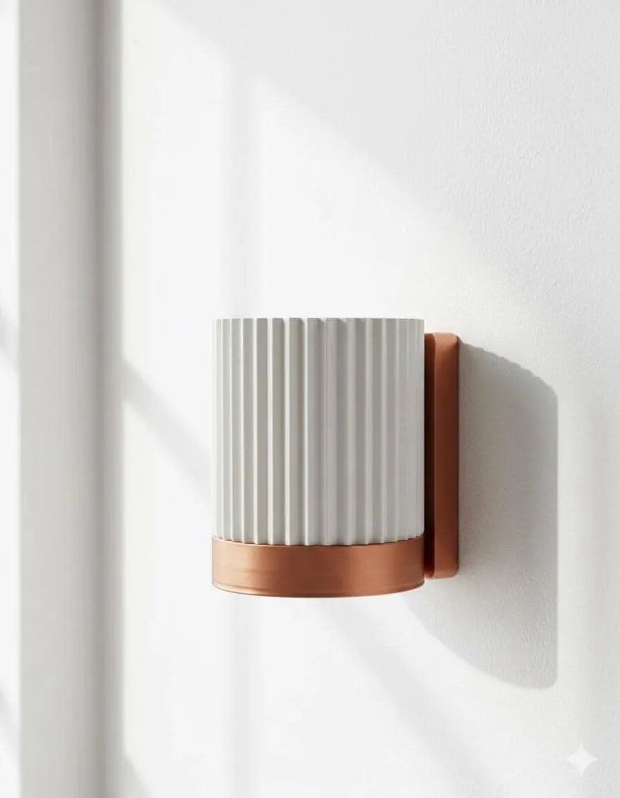 Fluted Wall Planter – Modern Column Pot, White Matte, Wall Mounted or Tabletop