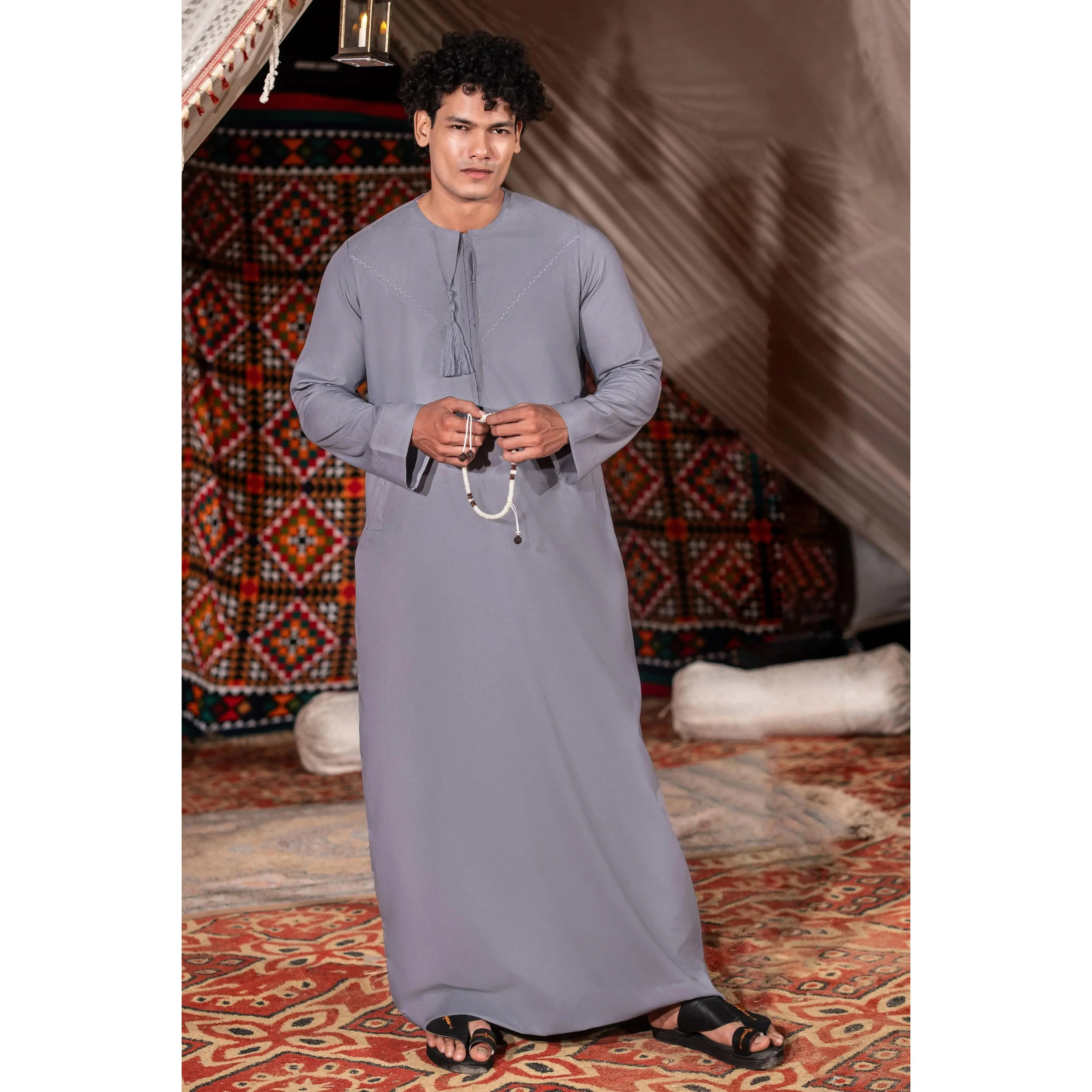 Premium Silver Gray Omani Kandura Thobe Premium Silver Gray Omani Kandura Thobe
