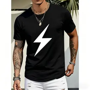 ⚡😎[100% Cotton][Graphic T Shirt]OOTD Lightning Graphic T-Shirt – Electric Pattern Tee, Unisex Soft Cotton Short Sleeve Top, Lightweight Breathable Casual Streetwear Shirt, Trendy Everyday Outfit for Men & Women