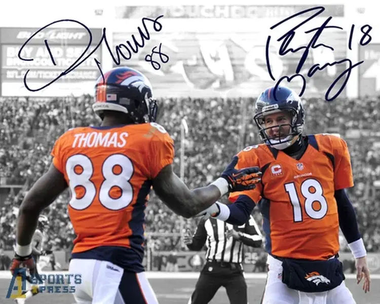 Peyton Manning Demaryius Thomas Denver Broncos Signed Photo Autograph Poster Print Unframed