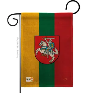 212 MAIN Lithuania Burlap World Nationality Impressions Decorative Flag, 13x18.5 in. Double-Sided Vertical Garden Flag (Model BD-CY-G-108198-IP-DB-D-US14-BD), Lithuania Burlap Flag
