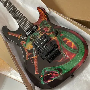 Vintage Snake 6 Strings Electric Guitar, H Pickups, Black Hardwares, Solid Wood Body, for, Practice, Stage Performances