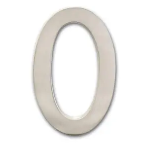 212 MAIN 5 in. Satin Nickel Solid Cast Brass Floating House Number 0, Modern Decorations, Home Improvement Metal Sign