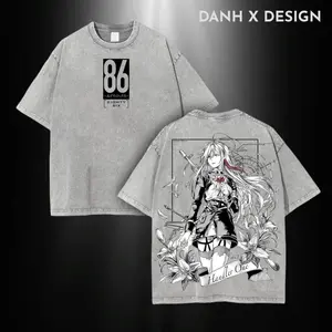 Vladilena Milizé 86 Eighty-Six Oversized Vintage Tee – Retro Washed Anime Streetwear Shirt, War Commander Light Novel Inspired Graphic Fashion Otaku