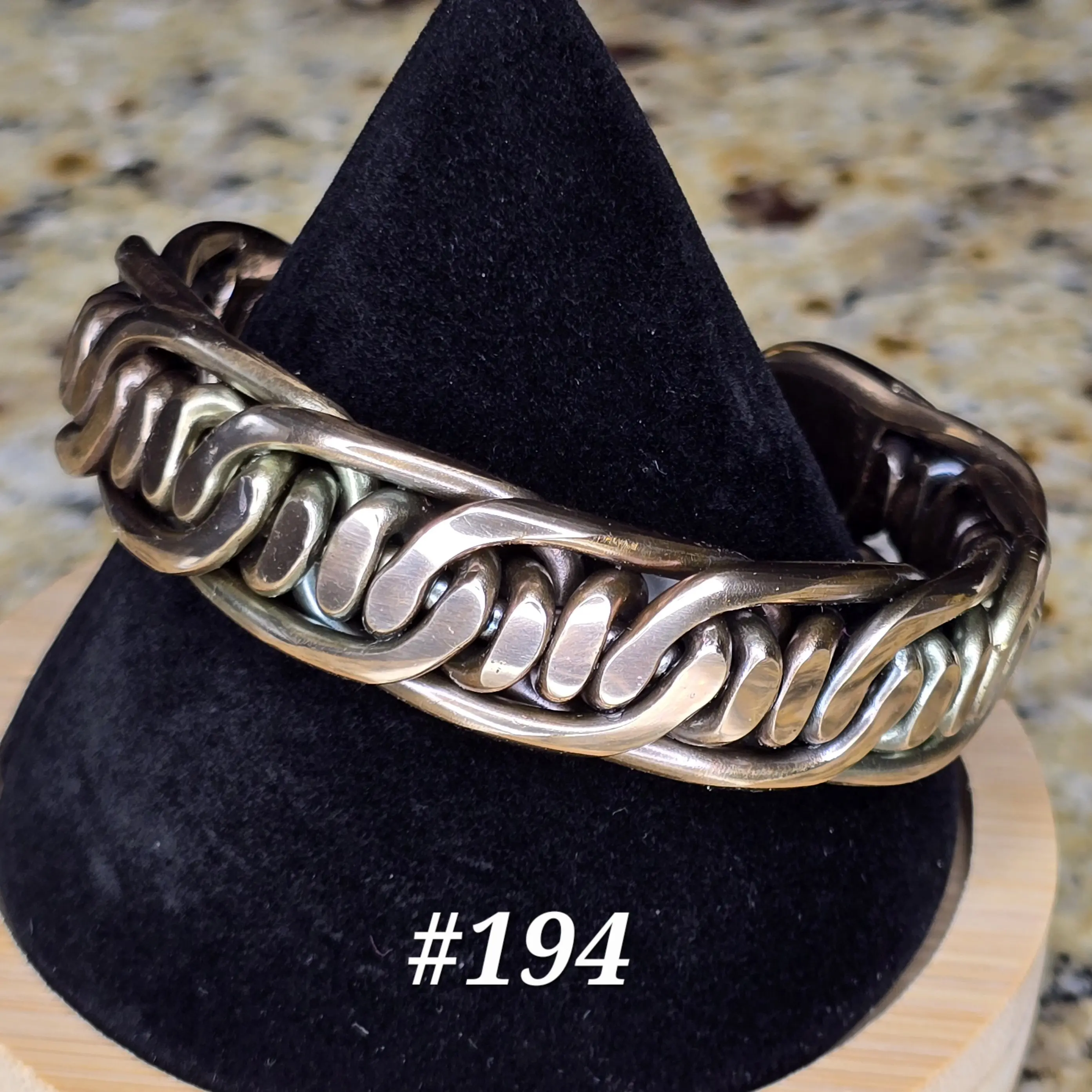 #194 Silicon Bronze 6" x 3/4" Hand-Woven Cuff Bracelet Handmade Artisan Jewelry Unisex Gift Ready Open Cuff Handcrafted Design