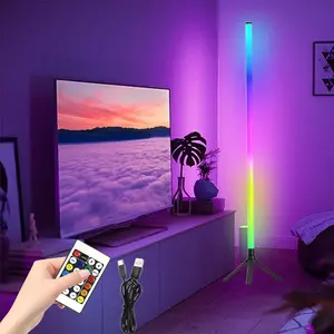 1 packs Corner Floor Lamp - Smart RGB LED Corner Lamp With App And Remote Control, Music Sync, Timer Setting - Ideal For Living Rooms, Bedrooms, And Gaming Rooms