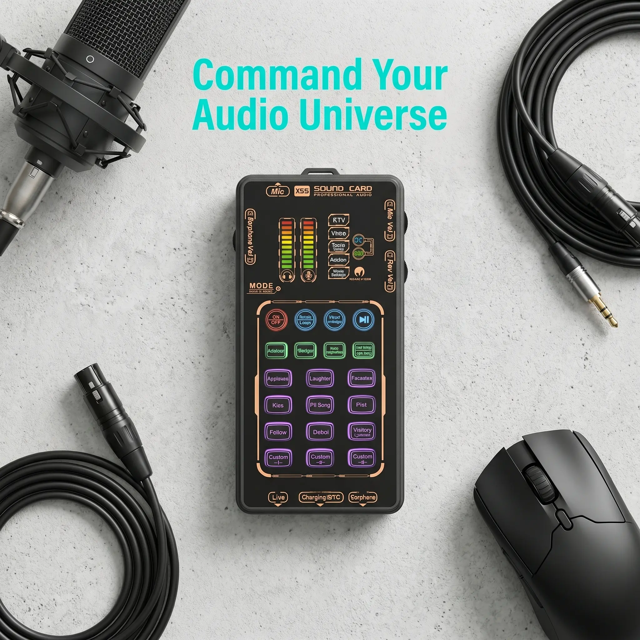 MAOMAO X55 PRO Compact Electronic Digital Sound Card - Handheld Mini Voice Changer Recording Set with Professional Chipset, Portable Audio Interface for Singing Enthusiasts, Gaming, Compatible with Phones, Computers
