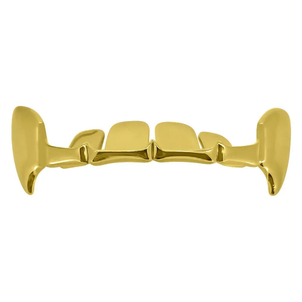 Gold-Plated Vampire Fang Grillz Teeth, Half-Open Top Row Caps, Unisex Hip-Hop Accessories, Holiday Prop Fake Teeth for Halloween Costume Jewelry, Half-Open Teeth