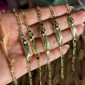 Kid Soccer Ball Bracelet Gold Plated Personalized - Unique Design & Personalization Option Available