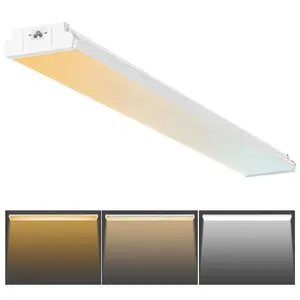 【Summervibes】VEVOR 4FT LED Wraparound Light, 50W, 5500LM Flush Mount LED Shop Light, 3000K/4000K/5000K Adjustable LED Kitchen Ceiling Lighting Fixtures for Garage Office Laundry Fluorescent Tube Replacement, FCC