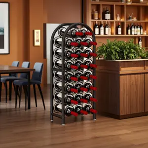 SUOERNUO Freestanding Metal Wine Rack 23 Bottles Capacity with Adjustable Foot Pad & 5 Pillars for Stability Space-saving Organizer for Bar Wine Cellar Kitchen