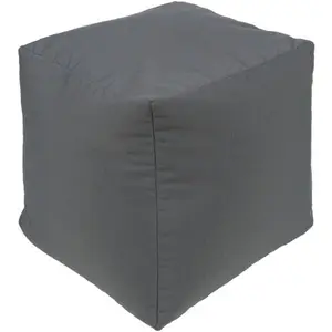 Essien Modern Classic Cube Outdoor Pouf, Medium Gray