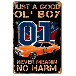 Vintage Dukes of Hazzard Metal Sign: 12x8 Inch, Iron Construction, Retro Wall Decoration for Home Kitchen Bar Gift Tintapestry gifts for boyfriend Rustic Designwall decor flags