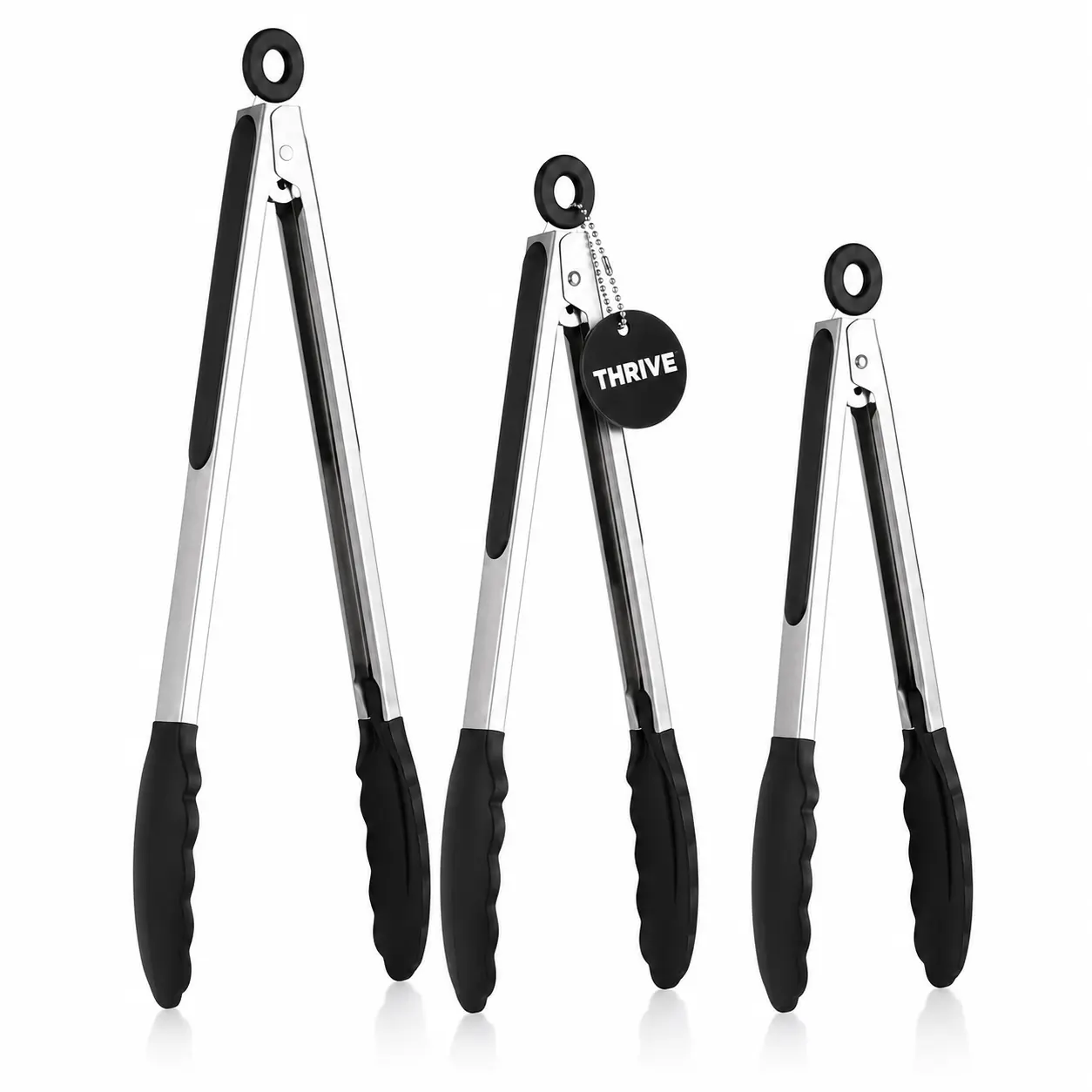 Silicone Kitchen Tongs Set of 3, 7/9/12 Inch Stainless Steel Cooking Tongs with Heat Resistant Nonstick Tips, Locking Grip for BBQ, Grill, Salad & Air Fryer