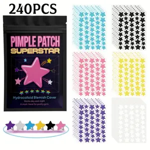 240pcs Star Water Gel Patches for Day and Night Use, Perfect Fit to Cover Blemishes, Acne, and Scars, Multiple Colors and Styles Available