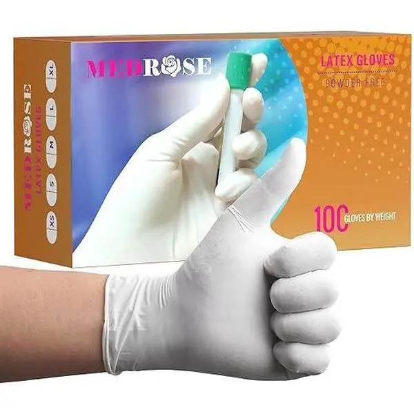 Small Latex Gloves - 100 Count Rubber Gloves - Disposable Gloves Powder Free, Waterproof, White