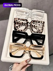 Unisex Fashionable Leopard Pattern Eyeglasses, Stylish Square Frames, Trendy Casual Eyeglasses for Everyday Use, Fashion Accessories for Outdoor Activities, High Quality Eyewear, Classic Fashion Glasses
