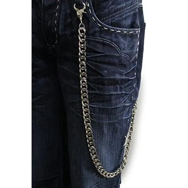 Men's Fashion Jewelry Wallet Chain Rock Biker Chunky Metal Strong Square Links Silver Color 33 Inches Long Keychain Versatile Edgy Accessory That Can Withstand The Wear And Tear